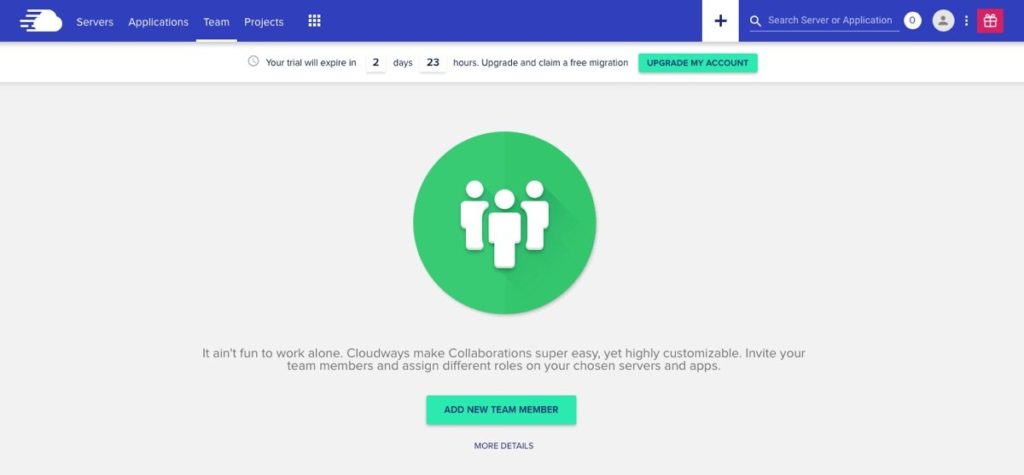 Guide d’installation d’un hébergement WordPress géré sur le cloud avec Cloudways 22 Ajouter une équipe dasn CloudWays