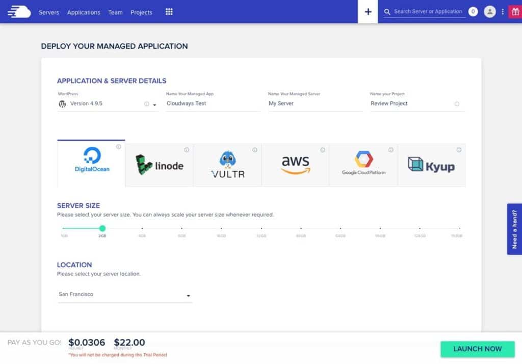 Guide d’installation d’un hébergement WordPress géré sur le cloud avec Cloudways 6 Tableau de bord de CloudWays