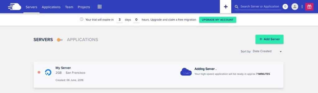 Guide d’installation d’un hébergement WordPress géré sur le cloud avec Cloudways 7 Ajout de serveur dans CloudWays