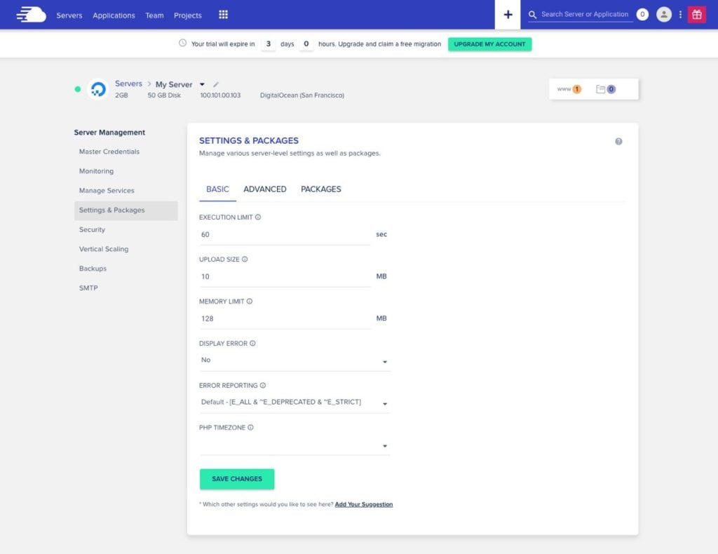 Guide d’installation d’un hébergement WordPress géré sur le cloud avec Cloudways 11 Packages et config