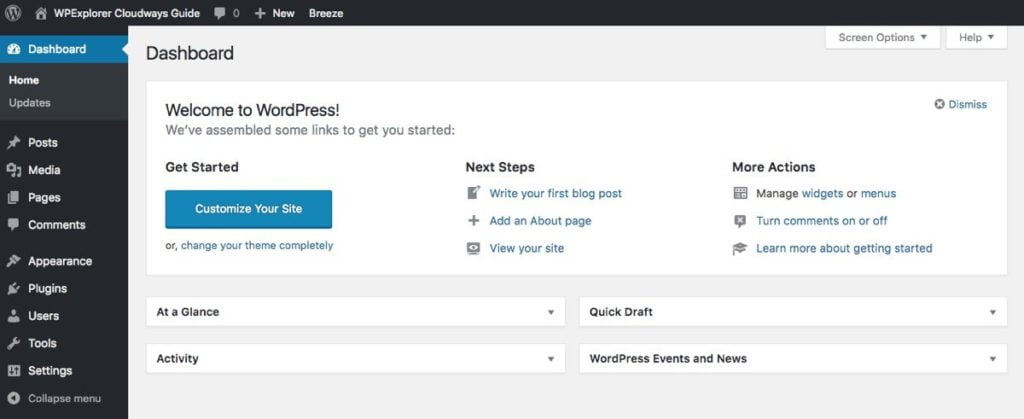 Guide d’installation d’un hébergement WordPress géré sur le cloud avec Cloudways 24 Démarrage WordPress