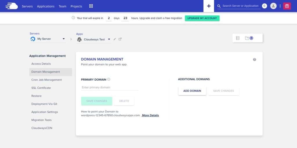 Guide d’installation d’un hébergement WordPress géré sur le cloud avec Cloudways 19 Gestion de nom de domaine CloudWays