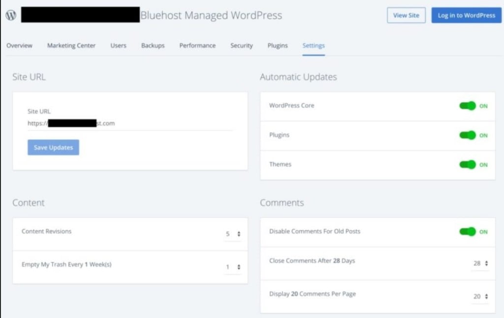 Les 5 meilleurs hébergements WordPress 13 Panneau de configuration de Bluehost