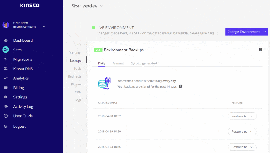 Les 5 meilleurs hébergements WordPress 7 Interface Kinsta