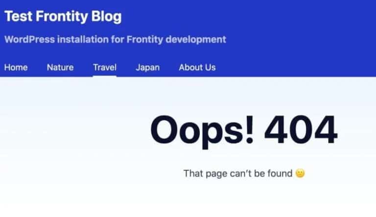 5 étapes pour créer des applications WordPress avec Frontity 5 Une erreur 404.