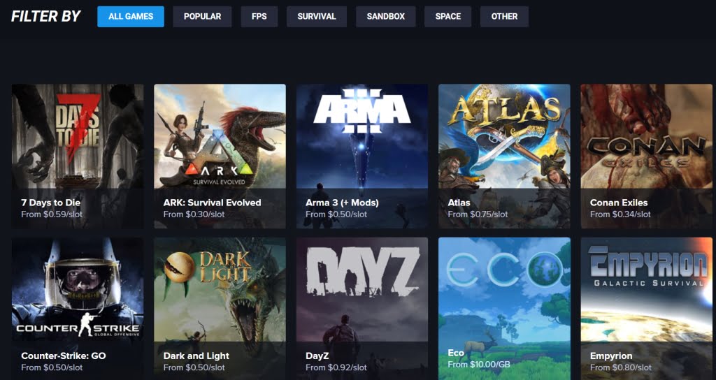 Meilleurs fournisseurs de serveurs jeux 7 Les jeux supportés par hosthavoc